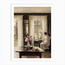 Woman By The Window Vintage Portrait Painting Art Print