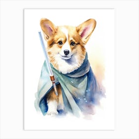 Corgi Dog As A Jedi 3 Art Print