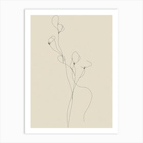 Single Line Drawing Of Flowers Art Print