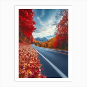 Beautiful Road In Autumn Art Print