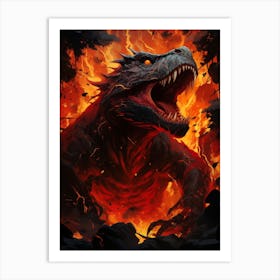 Dragon In Fire Art Print