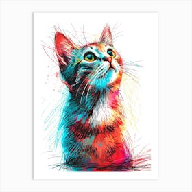 Colorful Cat Painting Art Print