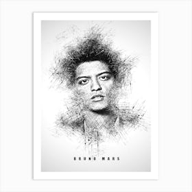 Bruno Mars Rapper Sketch Art Print