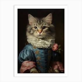 Cat In Medieval Clothing Rococo Style 6 Art Print