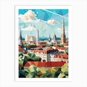 Munich, Germany, Geometric Illustration 4 Art Print