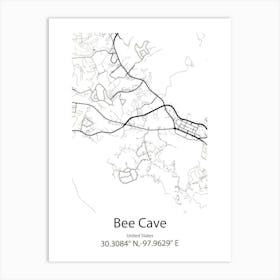 Bee Cave,United States Minimalist Map 1 Art Print