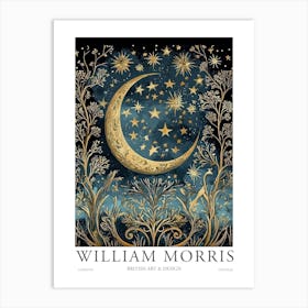 William Morris Art Stars Moon Night Morris Exhibition Print Botanical Poster Gold Vintage Art Print