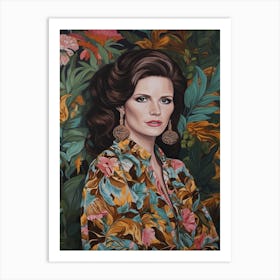 Floral Handpainted Portrait Of Lana Del Rey Art Print