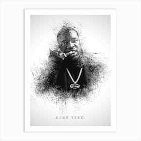 Asap Ferg Rapper Sketch Art Print