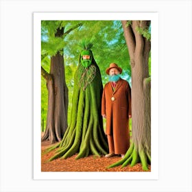 Two Men Standing Next To A Tree 1 Art Print