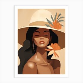 Beautiful Woman In A Hat Art Print