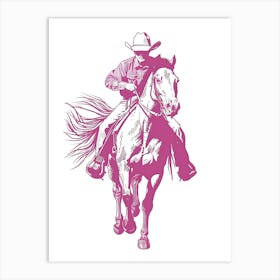 Cowboy Riding A Horse Art Print