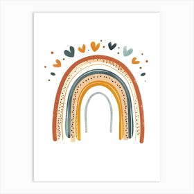 Rainbow With Hearts Kids and Nursery Art Print