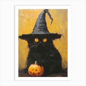 Black Cat Witch Art Print