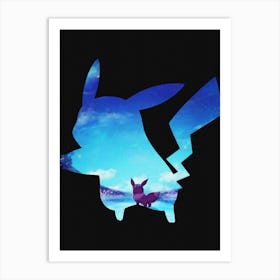 Anime Negative Space ― Alone Without You Pikachu Art Print