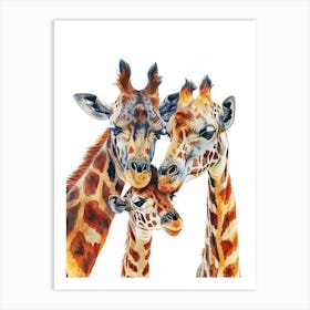 Giraffe Family Watercolour 2 Art Print