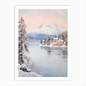 Dreamy Winter Painting St Moritz Switzerland 4 Art Print