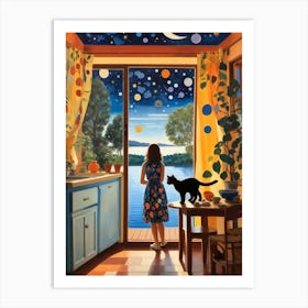 Cat In The Kitchen Art Print