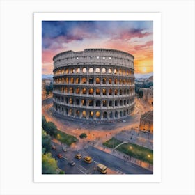 Colosseum At Sunset 1 Art Print