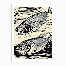 Atlantic Bluefin Tuna Linocut Art Print