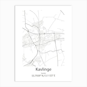 Kavlinge,Sweden Minimalist Map Art Print