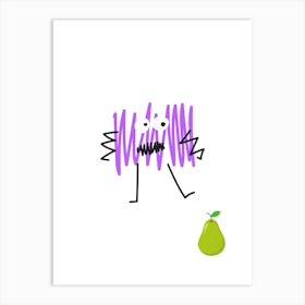 Pear Monster.A work of art. Children's rooms. Nursery. A simple, expressive and educational artistic style. Art Print