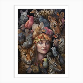 'The Woman With The Birds' Art Print