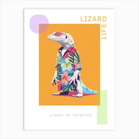 Lizard In A Floral Shirt Modern Colourful Abstract Illustration 3 Poster Art Print