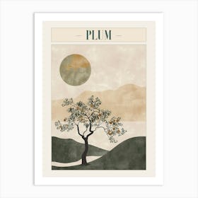 Plum Tree Minimal Japandi Illustration 4 Poster Art Print
