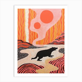 Linocut Polka Dot Inspired Animal In The Wild Art Print