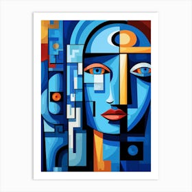 Cubist Abstract Geometric Lady Illustration 6 Art Print