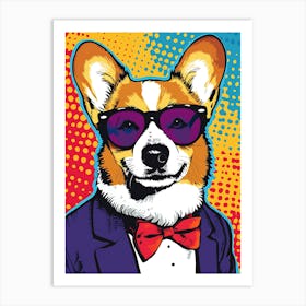 Super Cool Corgi Illustration Pop 8 Art Print