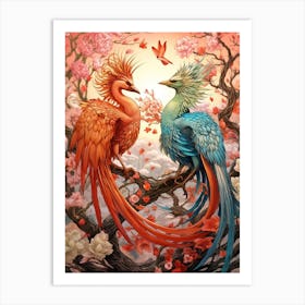 Dragon And Phoenix Illustration 4 Art Print