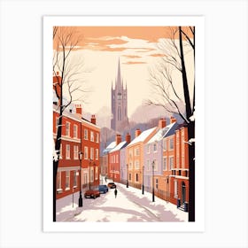 Vintage Winter Travel Illustration Durham United Kingdom 1 Art Print