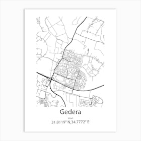 Gedera,Israel Minimalist Map Art Print