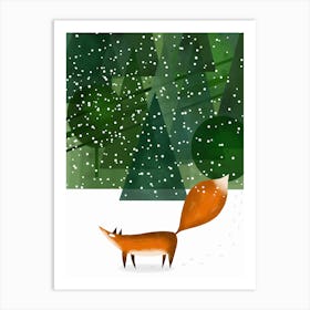 Fox Cub in the Snow Art Print