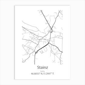 Stainz,Austria Minimalist Map Art Print