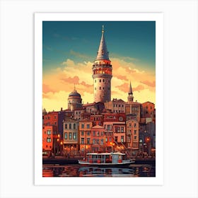 Galata Tower Pixel Art 6 Art Print