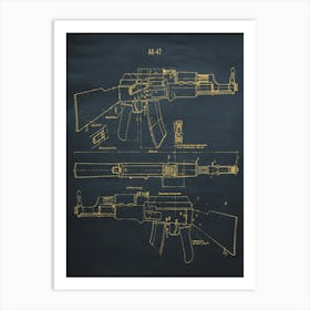 Ak 47 Gun Patten Art Print