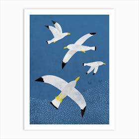 Seagulls Deepblue Art Print