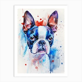 Boston Terrier Watercolor Painting 2 Art Print