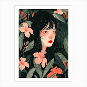 Asian Girl With Flowers 6 Art Print