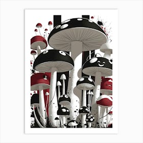 Mushroom Splatter Art Print