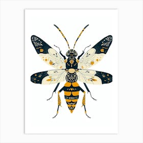 Colourful Insect Illustration Yellowjacket 11 Art Print