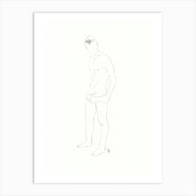 male nude gay art homoerotic full frontal nude painting drawing sketch pencil erotic artwork adult mature Art Print