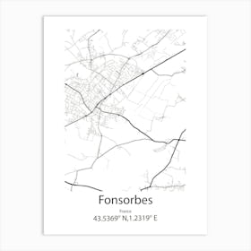 Fonsorbes,France Minimalist Map Art Print