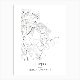 Jiutepec,Mexico Minimalist Map Art Print