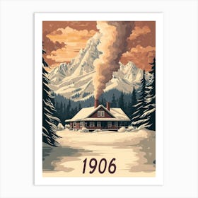 Aihrgdesign A Vintage Travel Poster Of A Cozy Mountain Lodge Art Print