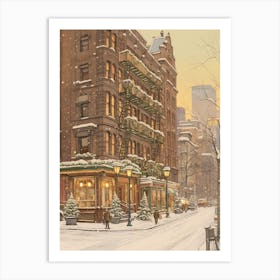Vintage Winter Illustration New York City Usa 5 Art Print