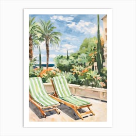 Sun Lounger By The Pool In Mallorca Spain Art Print